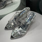 PRADA Silver Metallic PVC Sandals Sz 36