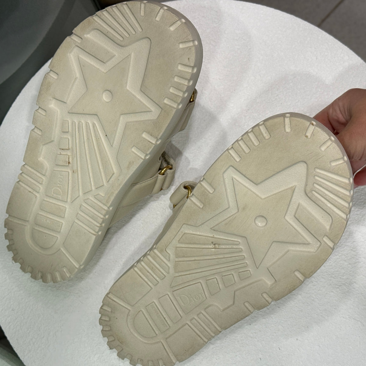 DIOR Creme Velcro Sandals Sz 36