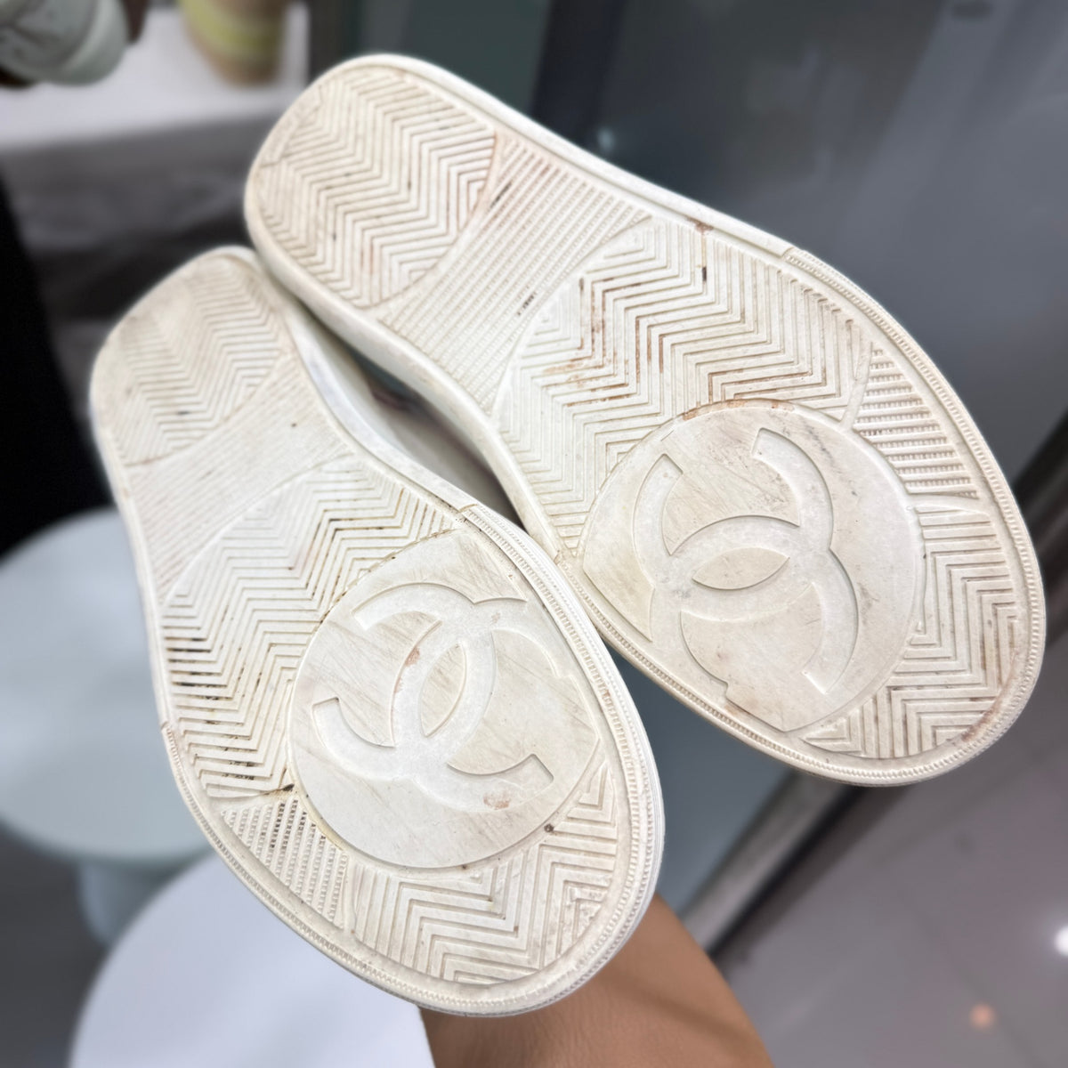 CHANEL White Sneakers Sz 36