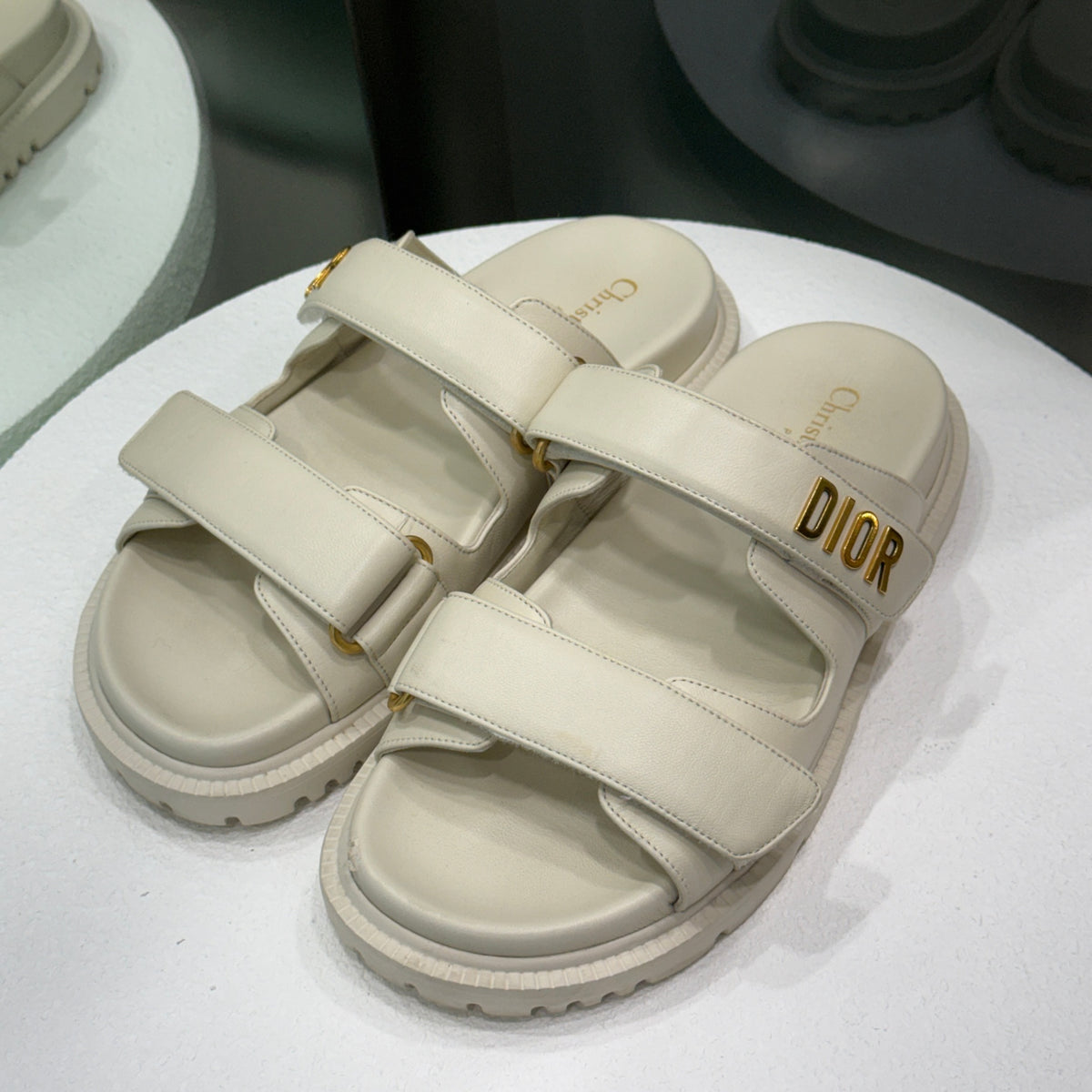 DIOR Creme Velcro Sandals Sz 36