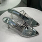 PRADA Silver Metallic PVC Sandals Sz 36