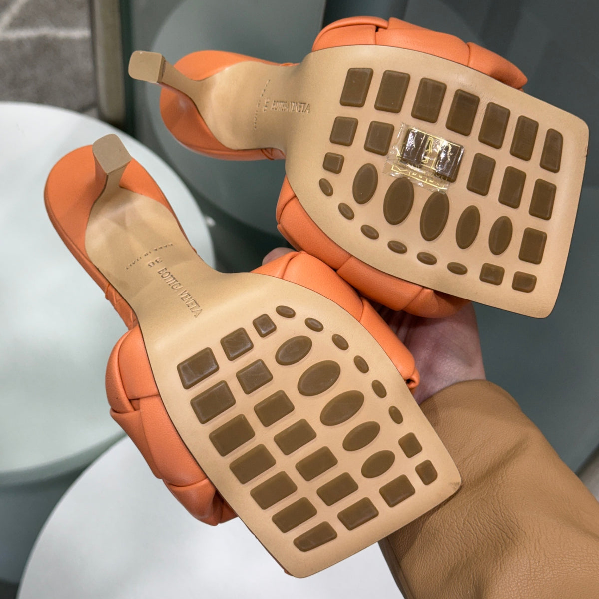 BOTTEGA VENETA Peach Lido Mules Sz 36