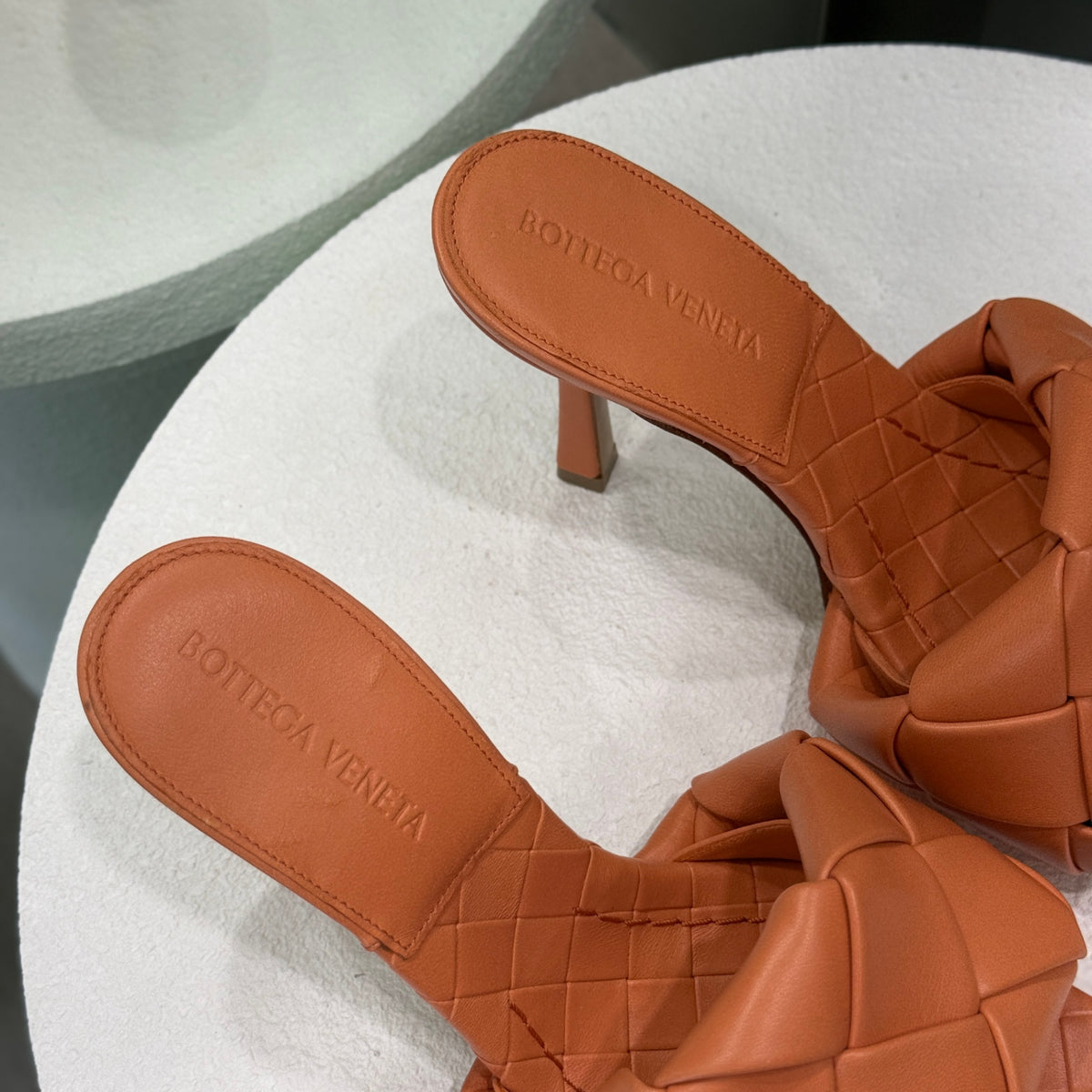 BOTTEGA VENETA Peach Lido Mules Sz 36