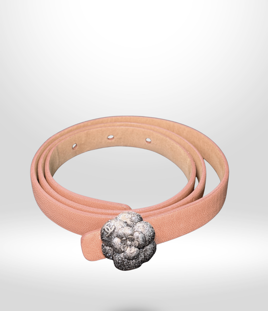 Chanel Blush Belt with Camellia Flower Buckle