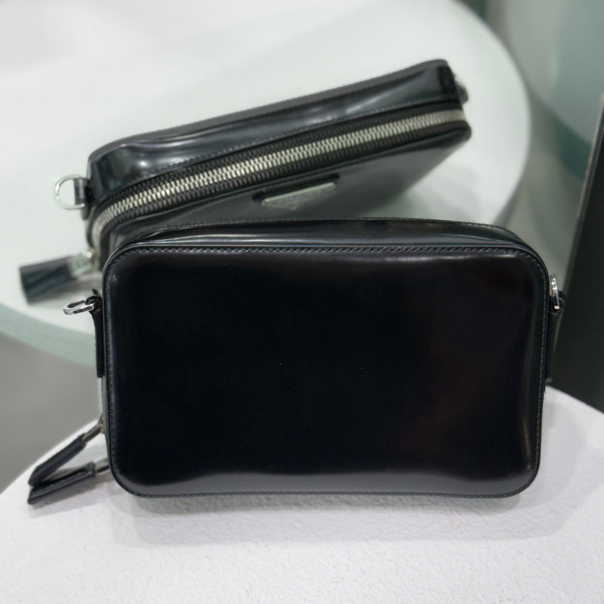PRADA Spazzolato Brique Crossbody Black