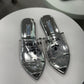 PRADA Silver PVC Flats Sz 36.5