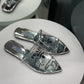 PRADA Silver PVC Flats Sz 36.5