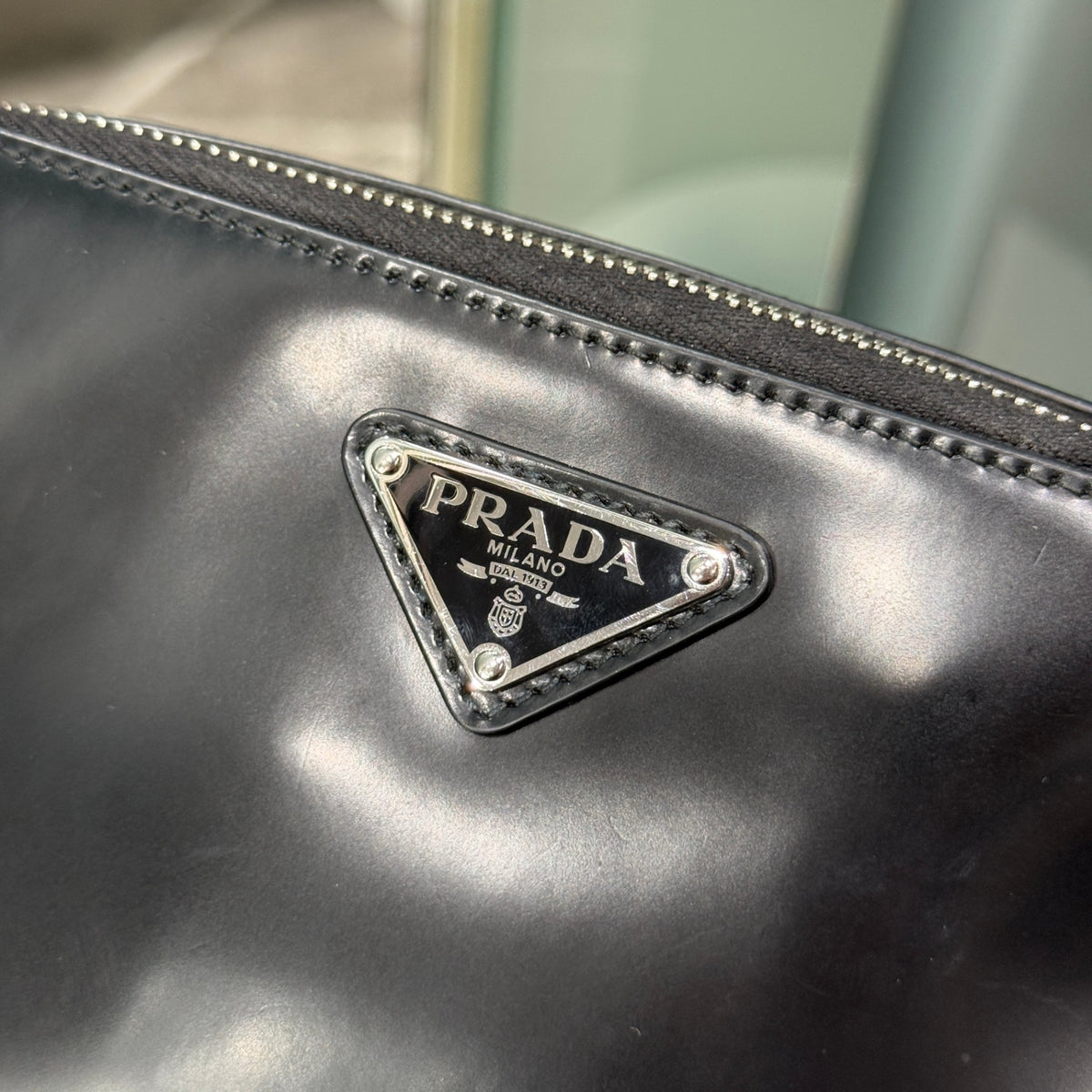 PRADA Spazzolato Brique Crossbody Black