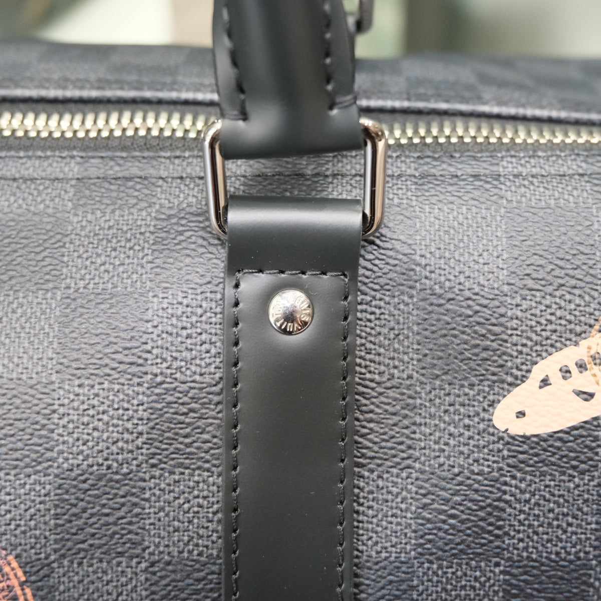 LOUIS VUITTON Keepall Bandouliere 50 Damier Graphite Stamps Animals Weekend Bag