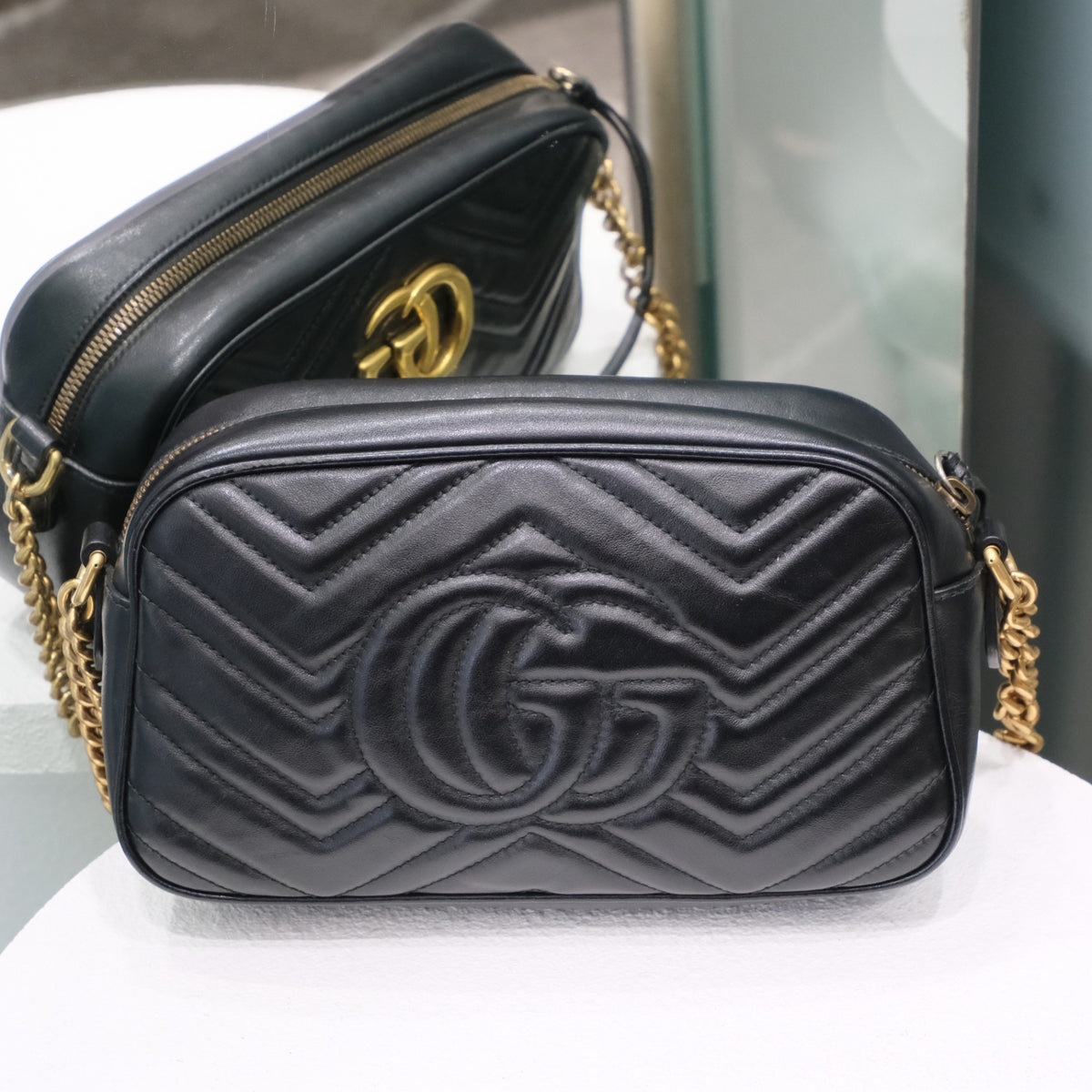 GUCCI GG Marmont Small Camera Crossbody Bag - Black