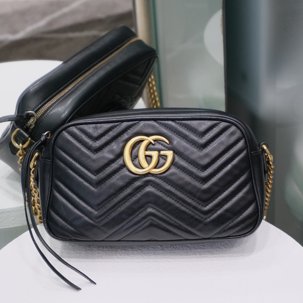 GUCCI GG Marmont Small Camera Crossbody Bag - Black