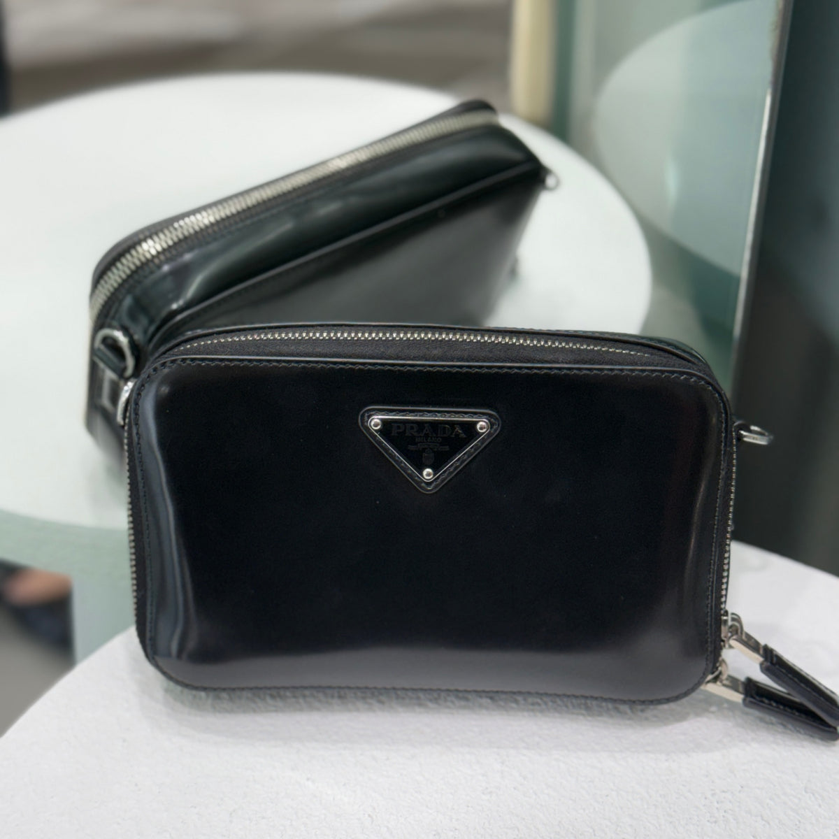 PRADA Spazzolato Brique Crossbody Black