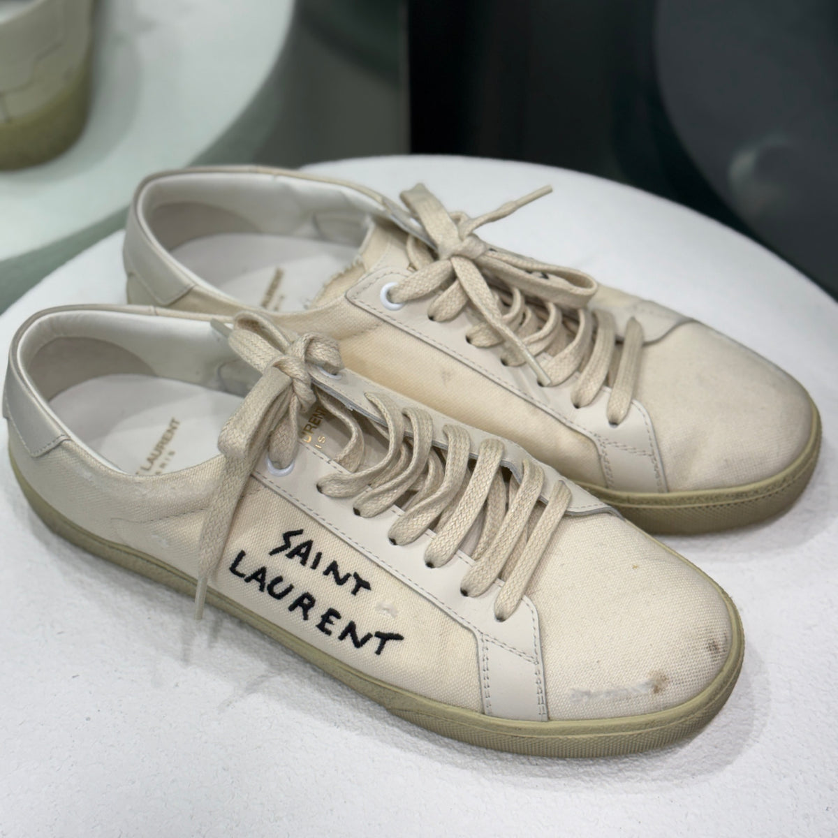 SAINT LAURENT Distressed Sneakers Sz 38