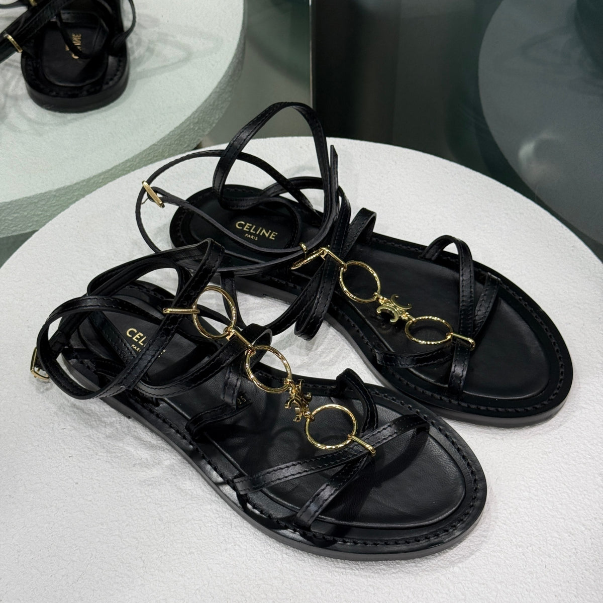 CELINE Black Sandals Sz 38