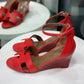 HERMÈS Red Wedge Heels Sz 39