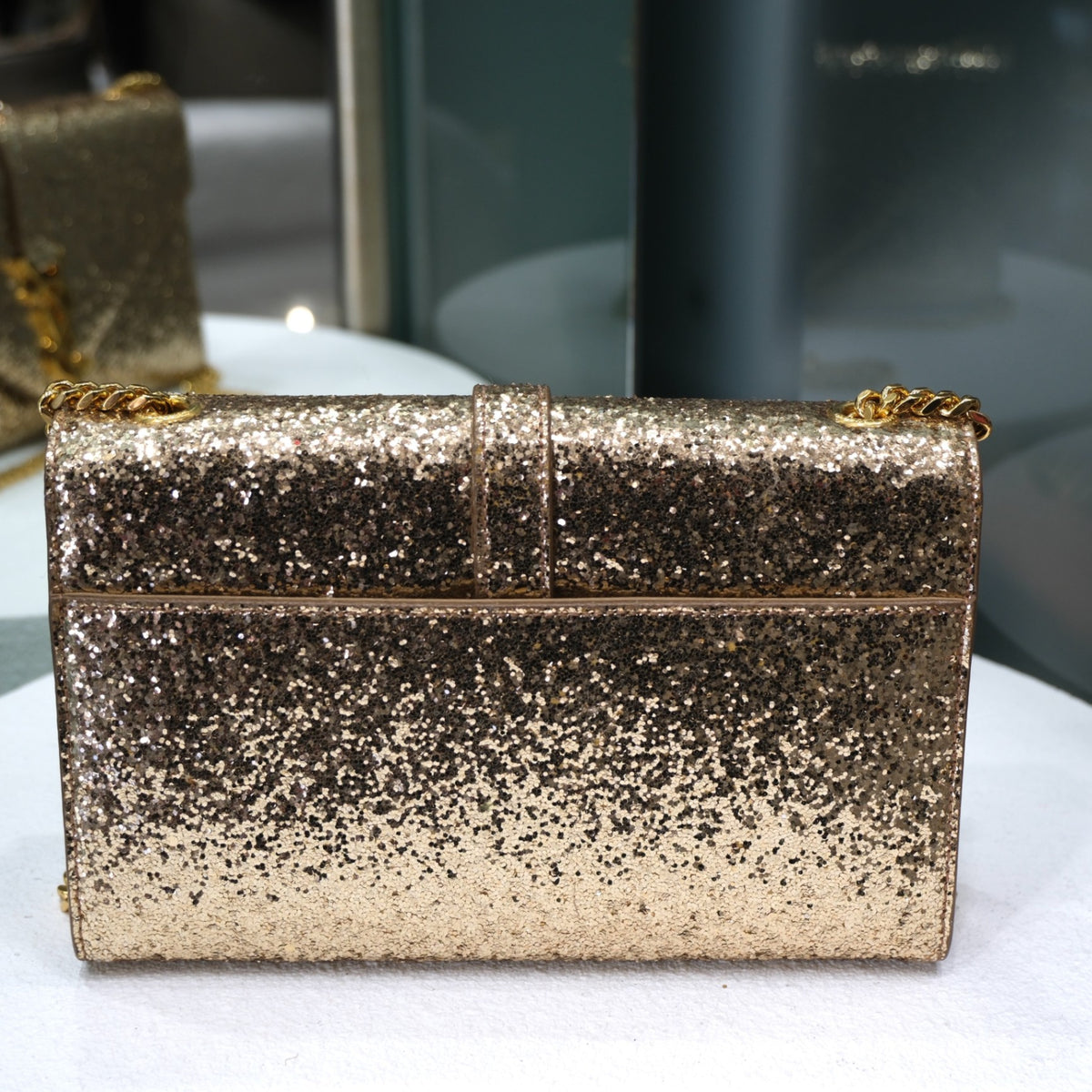 SAINT LAURENT Metallic Gold Glitter Crossbody