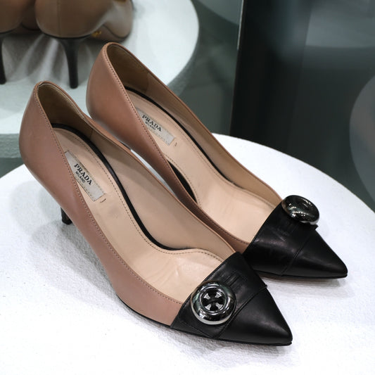 PRADA Blush Button Mules Sz 38