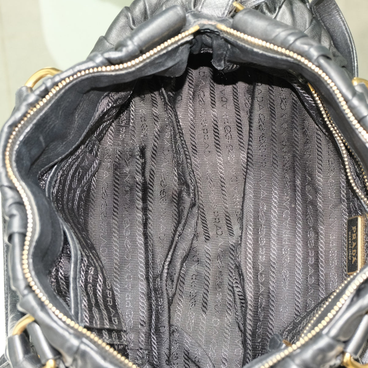 PRADA Black Nappa Guafre Leather Tote