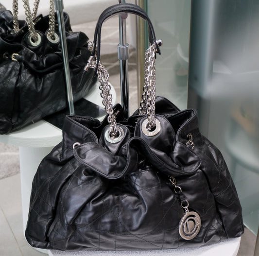 DIOR Black Lambskin Leather Le Trente Shoulder Bag
