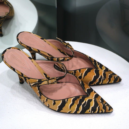 ZIMMERMANN Tiger Print Kitten Heels Sz 38