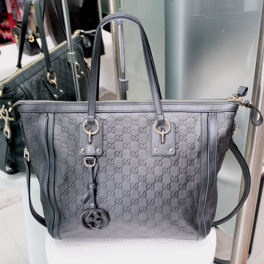 GUCCI Guccissima Leather Interlocking GG Charm Tote