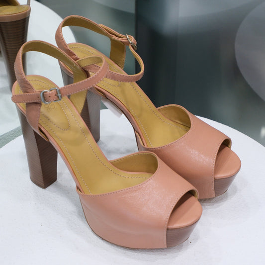  SEE BY CHLOE Pink Leather Platform Heels Sz 39