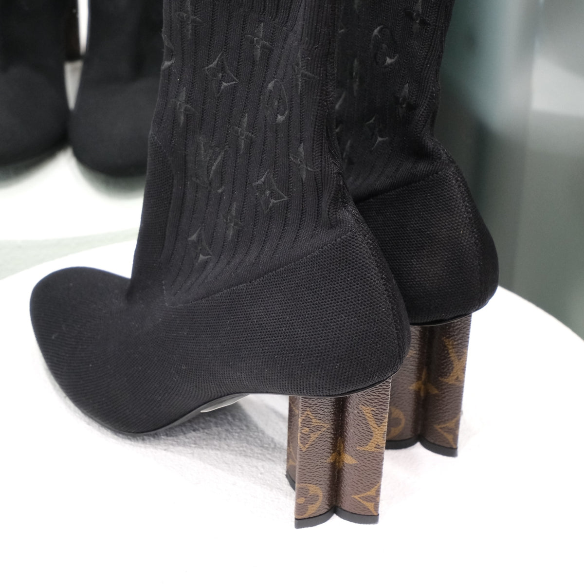 LOUIS VUITTON Black Sock Boots Sz 39