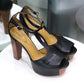 SEE BY CHLOE Black Leather Platform Heels Sz 39