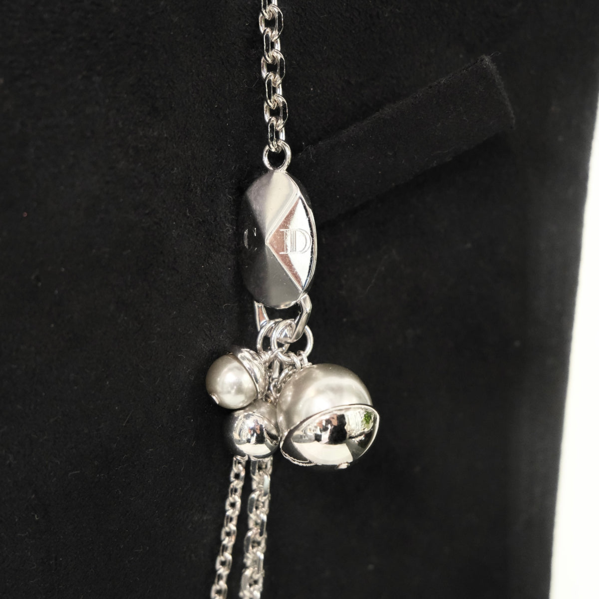 DIOR Silver Acorn Bead Chain Necklace