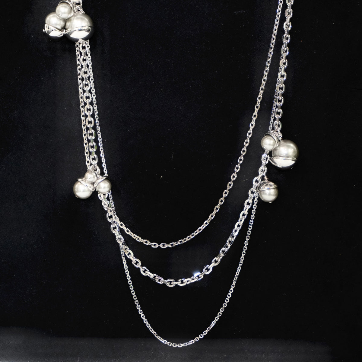 DIOR Silver Acorn Bead Chain Necklace