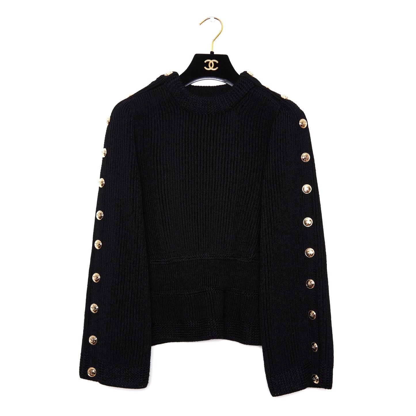 CHANEL Sweater with Gold CC buttons
