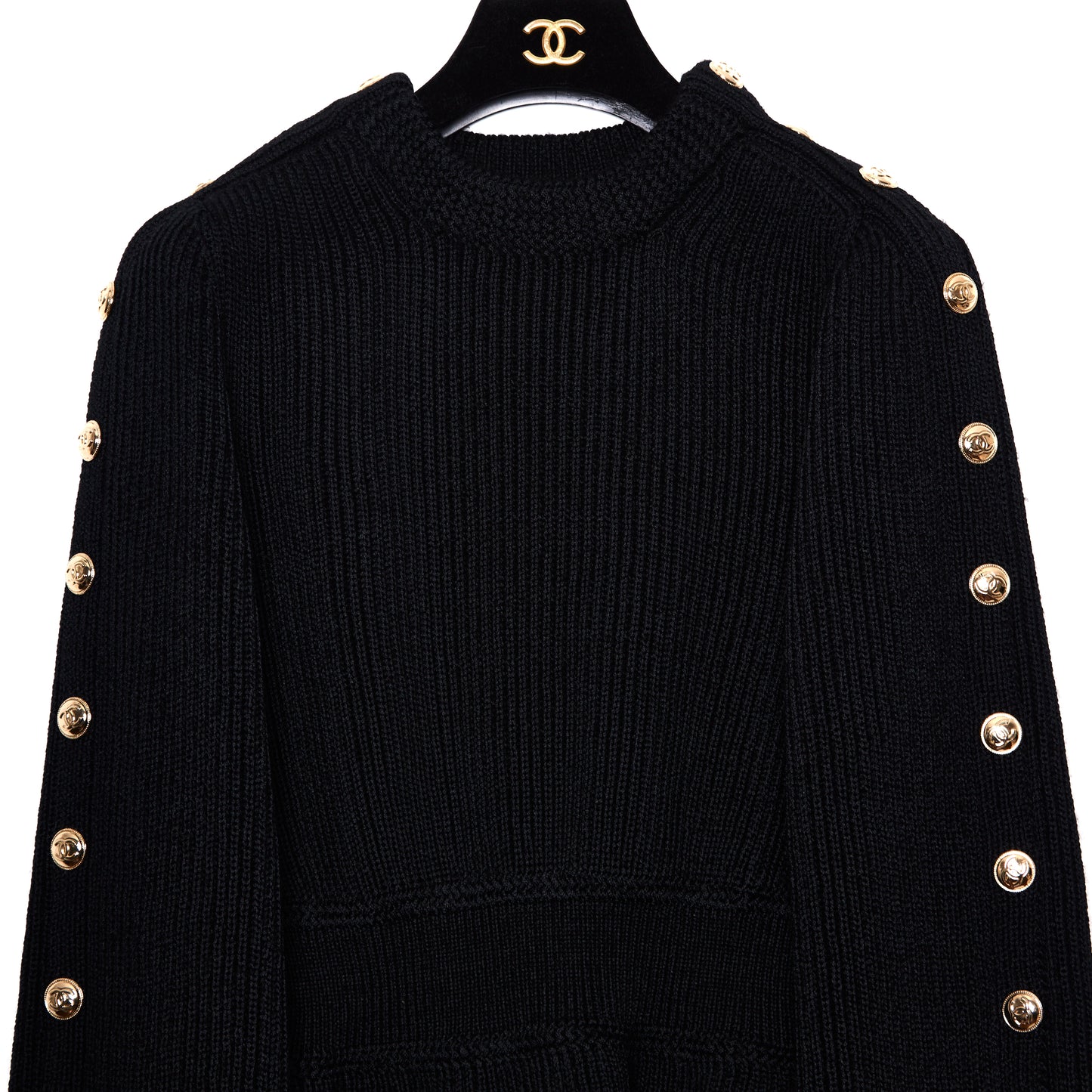 CHANEL Sweater with Gold CC buttons