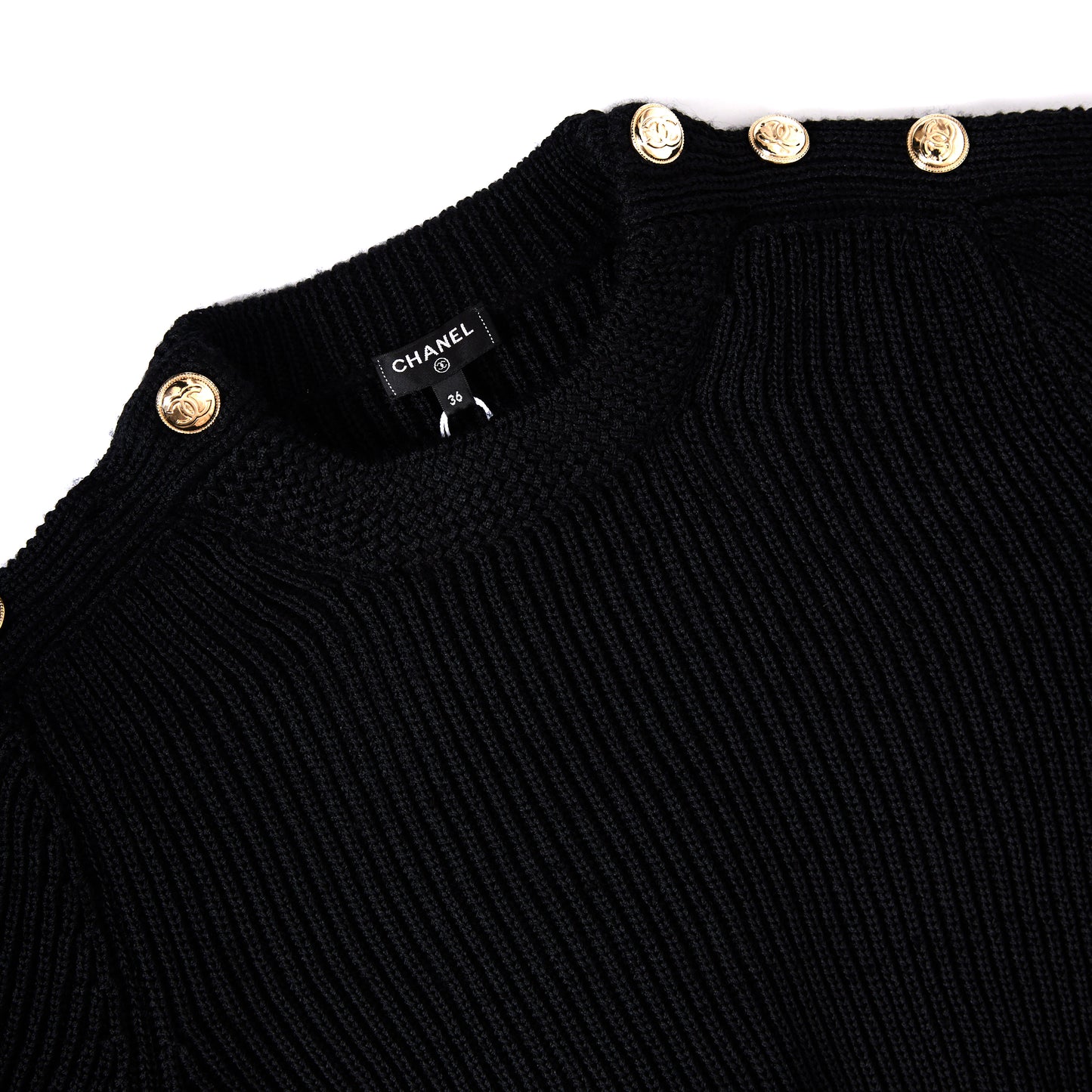 CHANEL Sweater with Gold CC buttons