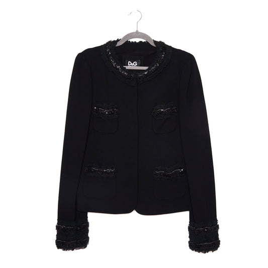 DOLCE AND GABBANA Embellished Bouclé-Style Jacket