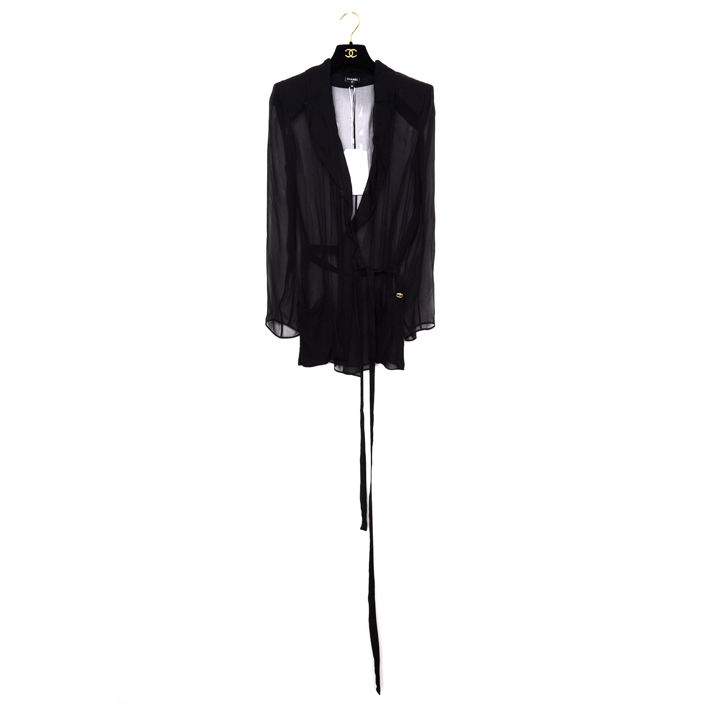 CHANEL Sheer Black Blouse&nbsp;