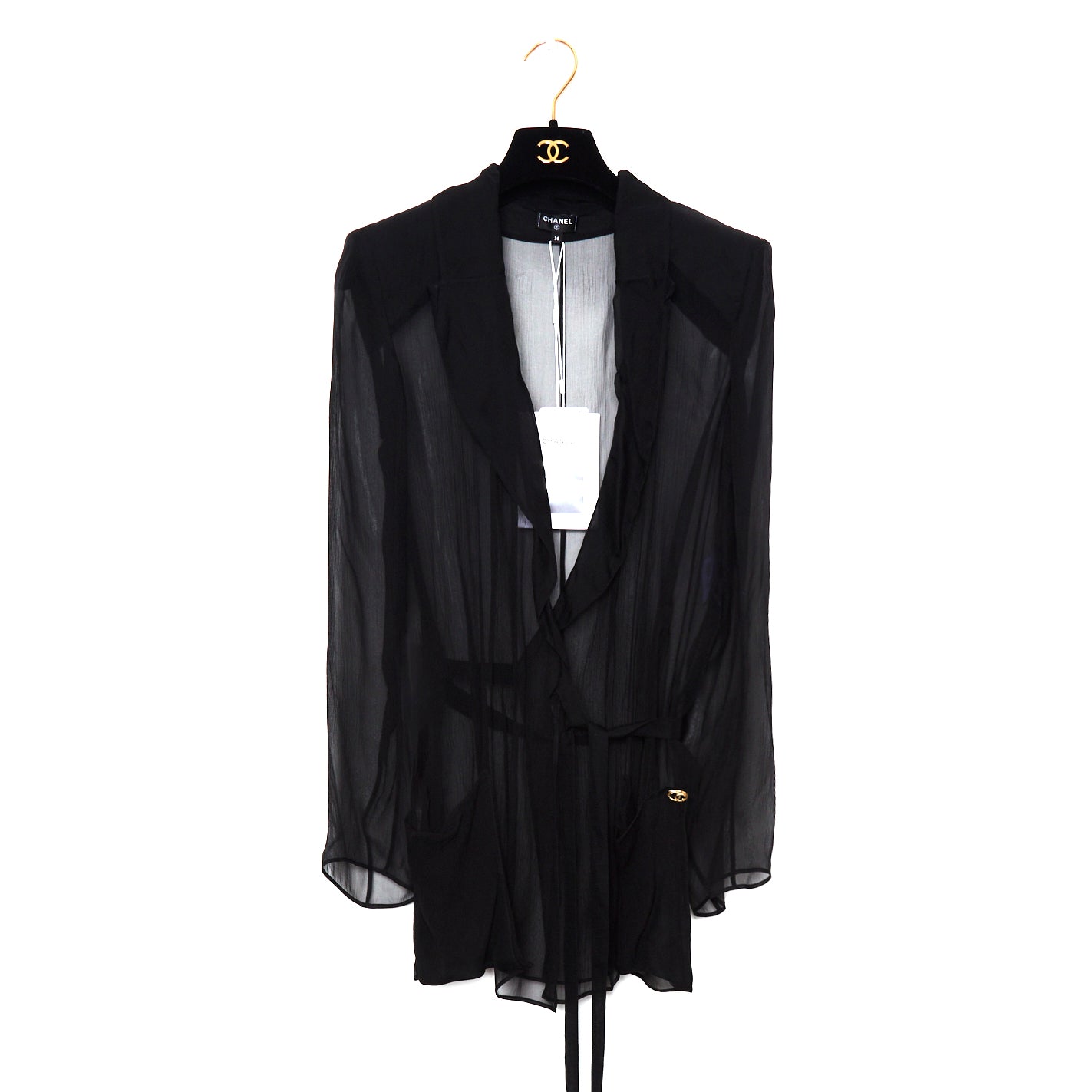 CHANEL Sheer Black Blouse&nbsp;