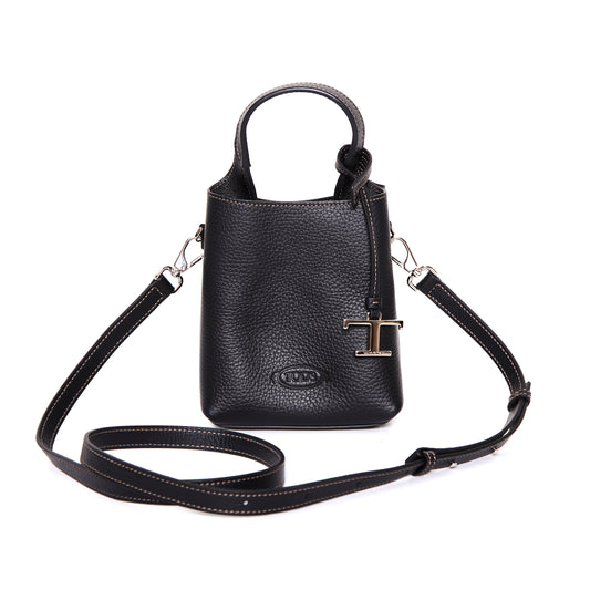 TOD’s Logo Micro Leather Tote - Black