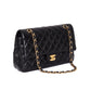 CHANEL Cla ssic Flap Medium Black Lambskin Leather Gold Hardware