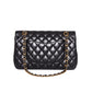 CHANEL Cla ssic Flap Medium Black Lambskin Leather Gold Hardware