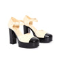 CHANEL Leather Color-Block Buckle Heels