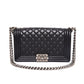 CHANEL Black Lambskin Quilted Old Medium Boy Flap Bag