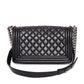 CHANEL Black Lambskin Quilted Old Medium Boy Flap Bag