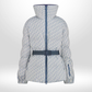 DIOR Alps Belted Blue Puffer Monogram Ski Jacket Sz 38