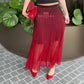 BALENCIAGA Red/Blk pleated skirt Sz M